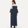 Abaya Navy Floral Flare Sleeve Lace Applique Belted Maxi Dress - Image 4