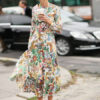 Animal Print Jewel Neck Floor Length Maxi Dress