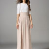 Apricot Long Pants Pleated Wide Leg Women's Pants