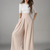 Apricot Long Pants Pleated Wide Leg Women's Pants - Image 2