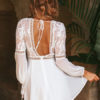 Backless Cut Out Organza V Neck Long Sleeves Mini Dress - Image 3