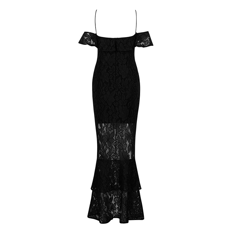 Bandage Sexy Lace Spaghetti Strap Long Evening Party Celebrity Dress - Image 5