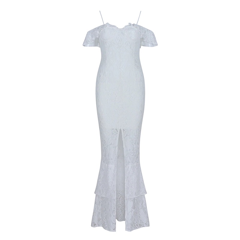 Bandage Sexy Lace Spaghetti Strap Long Evening Party Celebrity Dress - Image 6