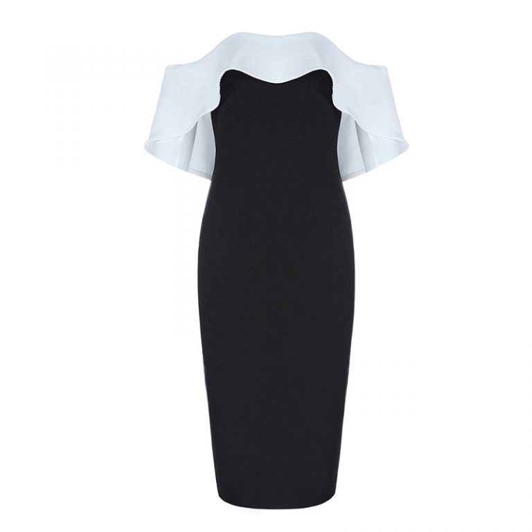Bandage Sexy Slash Neck Bodycon Celebrity Dress - Image 3