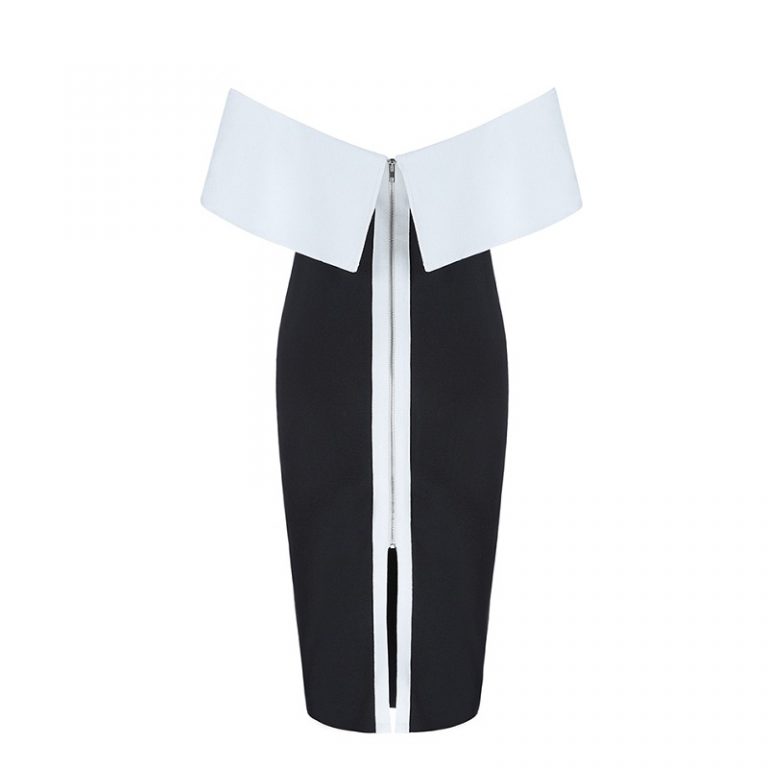 Bandage Sexy Slash Neck Bodycon Celebrity Dress - Image 4