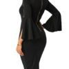 Bateau Neckline Zipper Split Sexy Bell Sleeves Mini Dress - Image 2