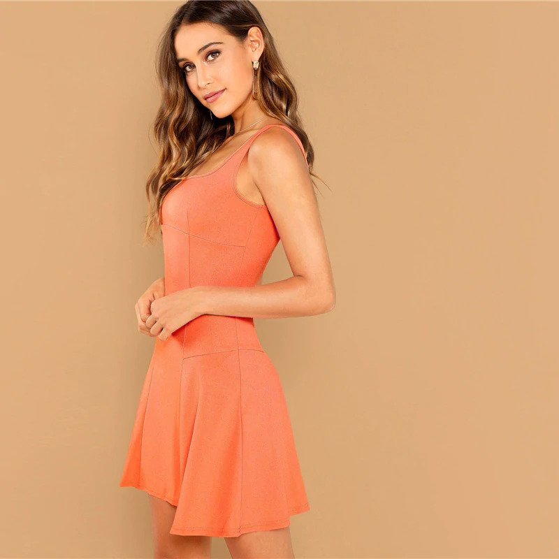 Black Fit And Flare Solid Dress Elegant Straps Sleeveless Plain A Line Dresses - Image 23