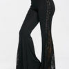 Black Flared Pants Lace Up Bell Bottom Trousers