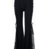 Black Flared Pants Lace Up Bell Bottom Trousers - Image 4