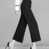 Black Wide Leg Cropped Pants Trousers For Women - Image 2