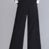 Black Wide Leg Cropped Pants Trousers For Women - Image 3