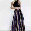 Blue Wide Leg Pants Women's High Waist Drawstring Split Casual Pants - Image 3