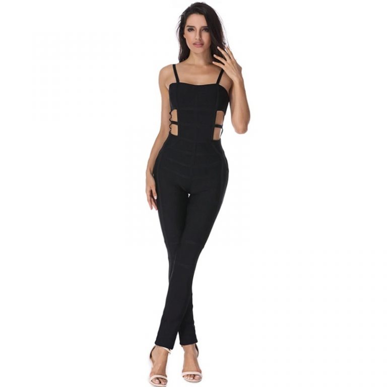 Bodycon Runway Long Bandage Jumpsuit Sexy Celebrity Bodysuits