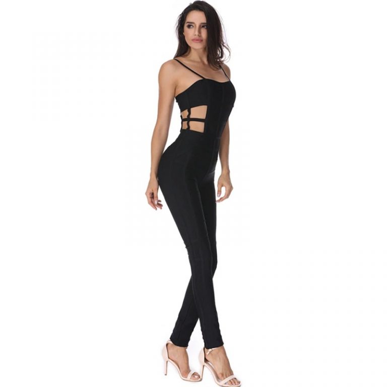 Bodycon Runway Long Bandage Jumpsuit Sexy Celebrity Bodysuits - Image 3