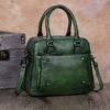 Brenice Women Genuine Leather Vintage Boston Bag Handbag Crossbody Bag - Image 4