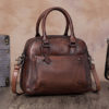 Brenice Women Genuine Leather Vintage Boston Bag Handbag Crossbody Bag - Image 5
