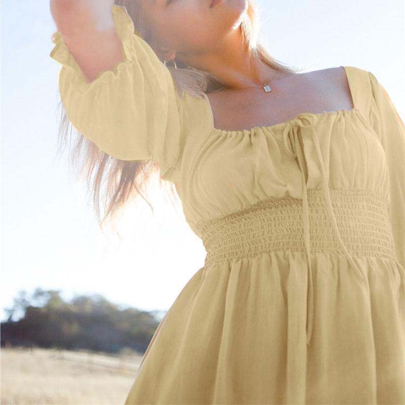 Casual High Waist Lace up Square Collar Mini Dress - Image 2