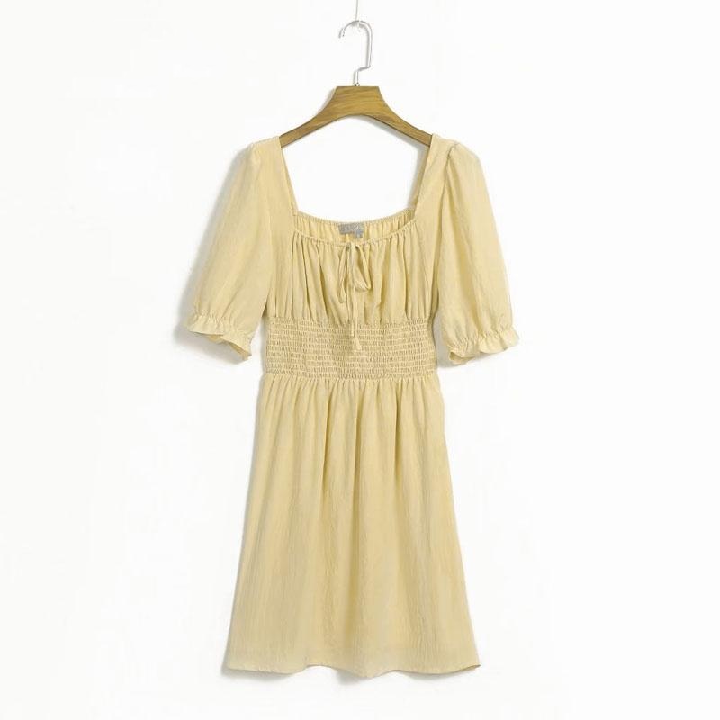 Casual High Waist Lace up Square Collar Mini Dress - Image 6