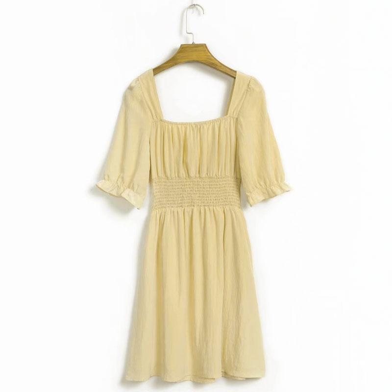 Casual High Waist Lace up Square Collar Mini Dress - Image 7