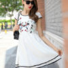 Chiffon Embroidered Flare Dress for Women