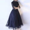Cocktail High Collar Sash Lace Applique Beaded wedding guest dress - Image 3