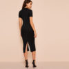 Colorblock Bodycon Pencil Midi Dress Without Belt - Image 2