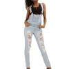 Denim Overall Jeans Women Ripped Jeans With Pockets