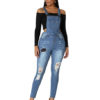 Denim Overall Pants Ripped Jeans Pinafore Trousers