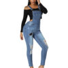 Denim Overall Pants Ripped Jeans Pinafore Trousers - Image 2
