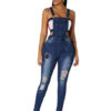 Denim Overall Pants Ripped Jeans Pinafore Trousers - Image 4