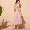 Elegant Criss-cross Wrap Lace Double V Neck Long Party Dress - Image 2