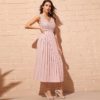 Elegant Criss-cross Wrap Lace Double V Neck Long Party Dress - Image 4