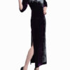 Elegant Crystal Velour Cheongsam Dress for Women