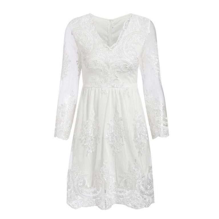 Elegant Embroidery Lace Midi Dress - Image 6