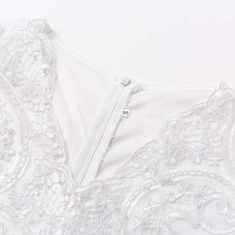 Elegant Embroidery Lace Midi Dress - Image 8