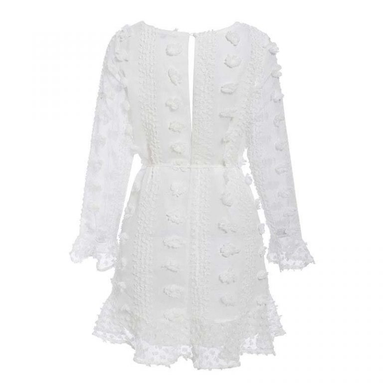 Elegant Lace up Long Sleeve Party Dress - Image 10