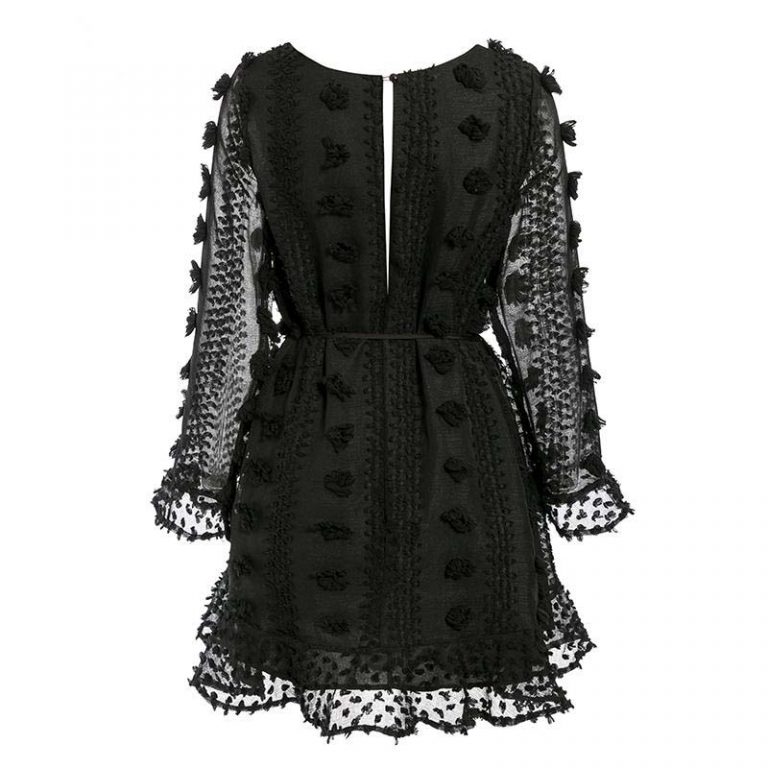 Elegant Lace up Long Sleeve Party Dress - Image 8
