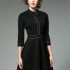 Embellished Collar Half Sleeve Slim Fit Flare Dress With Bow - Image 4