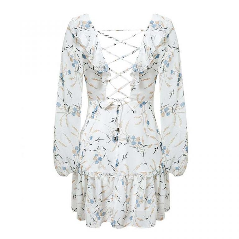 Fashion V Neck Backless Chiffon Short Dress - Image 9