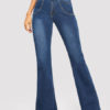 Flared Leg High Waisted Rhinestones Denim Jeans