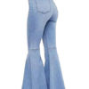 Flared Leg Jeans Buttons Denim Pants For Women - Image 2