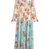 Floral Long Sleeve Pleated Chiffon Maxi Dress - Image 3