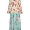 Floral Long Sleeve Pleated Chiffon Maxi Dress - Image 4