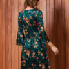Floral Round Neck Velour Midi Dress - Image 4