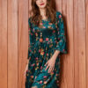 Floral Round Neck Velour Midi Dress - Image 3