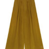 Green Lace Up Acetate Pleated Pants for Women - Image 4