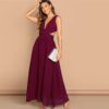 Green Plunge Neck Crisscross Waist Ball Dress - Image 11