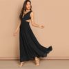 Green Plunge Neck Crisscross Waist Ball Dress - Image 15