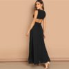 Green Plunge Neck Crisscross Waist Ball Dress - Image 16