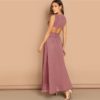 Green Plunge Neck Crisscross Waist Ball Dress - Image 20
